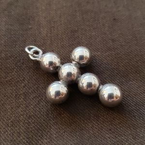 Solid large vintage sterling silver ball cross